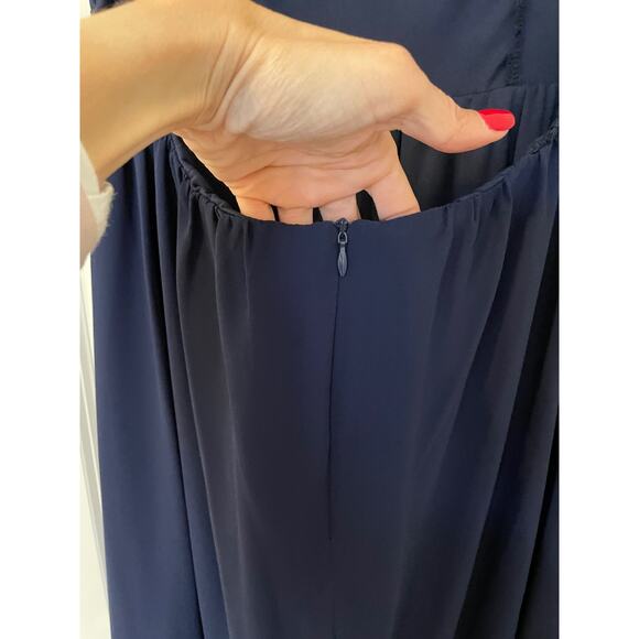 Lulu's Lace Open Back Maxi Dress Gown Navy Blue Size Medium - Picture 5 of 8